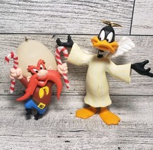 2 Hallmark Christmas Ornaments Yosemite Sam w/Candy Canes Daffy Duck Angel - $9.50