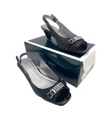 Karen Scott Black Kitten Heels Slingback Womens Open Toe Shoes 7M EUC - £22.20 GBP