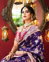 Blue Kanchipuram Soft Silk Saree, Silk Saree, Zari Weaving, Wedding saree, Gift  - £59.11 GBP