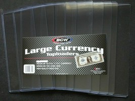 10 Loose BCW Large Dollar Bill Currency Toploaders Money Sleeve Protector - $10.75