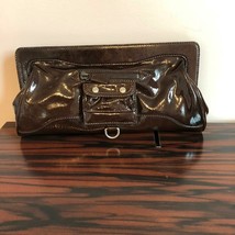 NWOB POLLINI Chocolate Brown Patent Leather Clutch Purse  - $2,302.91 MXN