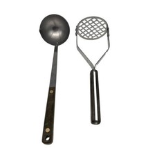 Flint Arrowhead Potato Masher Ladle Vintage Stainless Steel Black Handle... - $25.00
