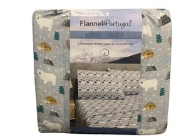 Flannel From Portugal Winter Forest Flannel Sheet Set 4 Piece King 100% Cotton - £55.94 GBP