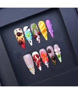 Garden Insect and Fruit Press On Nails  3D Cherries Flowers and Ladybugs... - $46.09 CAD