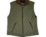 Ariat Vintage Green Quilted Corduroy Collar Womens Hiking Vest Sz Large - $33.25