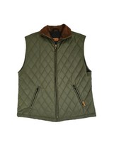 Ariat Vintage Green Quilted Corduroy Collar Womens Hiking Vest Sz Large - £26.50 GBP
