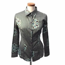 Livio De Simone Italy Women&#39;s Blouse Top Button Up Floral Scroll Print S... - £55.76 GBP