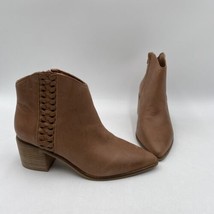 Lucky Brand COSMIO Brown Leather Pointed Toe Side Zip Western Bootie, Size 7.5M - £33.26 GBP