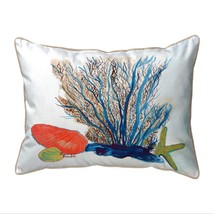 Betsy Drake Coral &amp; Shells Large Corded Indoor Outdoor Pillow 16x20 - £36.98 GBP