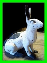 Large Antique Whimsically Painted Iron Rabbit Door Stop 12&quot; x 12&quot;x 5½&quot; 13.6 lbs - £275.97 GBP