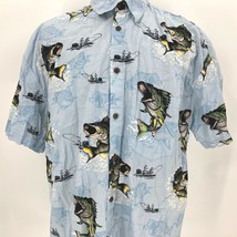 High Seas Mens Fisherman Largemouth Bass Hawaiian Shirt Size 2XL Fishing... - $49.49