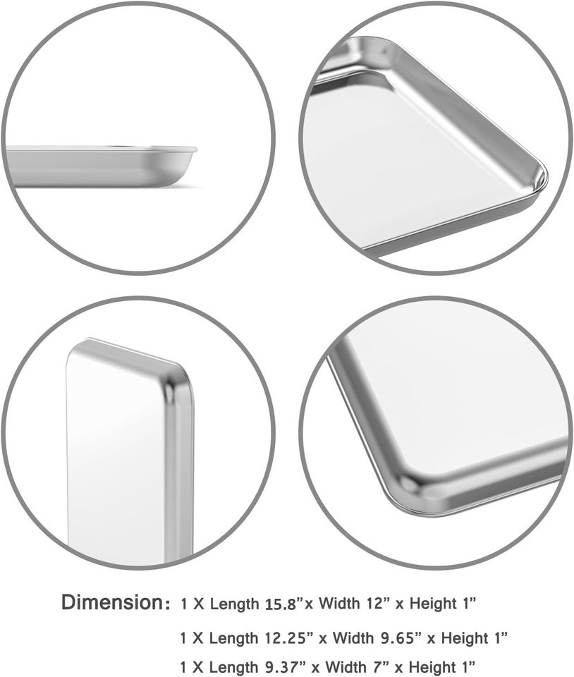 Stainless Steel Cookie Sheet Set - 3 Sizes for Versatile Baking & Roasting Item image 4