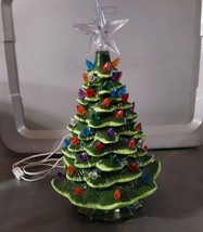 Hobby Lobby Green Ceramic Lighted Christmas Tree 15.5 Gently Used in Box Works - £37.33 GBP