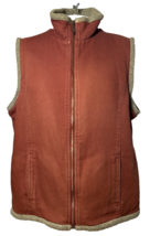 Duluth Trading Company Vest Men&#39;s XL Rust Full Zipper Pockets Berber Out... - $39.44