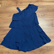 Aqua Girls Asymmetrical Solid Blue Tiered Layered Dress Size 16 Extra Large - $15.84