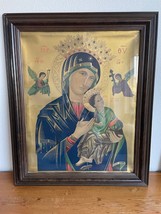 Old XL Icon painted or printed on paper and wood framed - £212.60 GBP