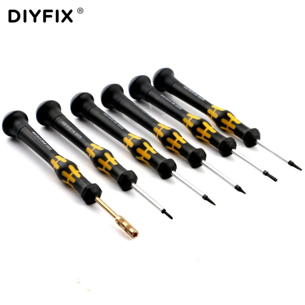 DIYFIX 6Pcs Magnetic Screwdriver Kit Cross Hex Pentalobe Y-Tip T2 for  X 8 7 Plu - £157.82 GBP