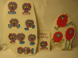 vintage 1980&#39;s Fuzzy Stickers unused Sheet: Hallmark Glurfs - assorted, ... - £13.73 GBP