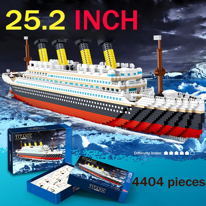 Tidy Play Titanic Ship Model Mini Small Particle Block Assembly Toy Street View - £57.37 GBP