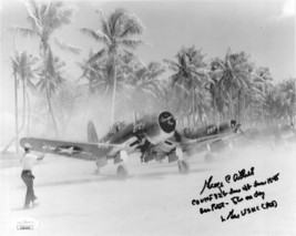 George C. Axtell signed WWII Corsair Vintage B&amp;W 8x10 Photo Ace Pilot- 5... - £58.93 GBP