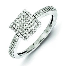 Sterling Silver Diamond Square Ring - £184.14 GBP