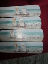 Custom~ Beach Chairs By The Sea Seaside Oc EAN Rolling Waves Tropical Ceiling Fan - $118.75