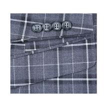 Mens Suit RENOIR English Plaid Window Pane Stretch Slim Fit Comfort 293-14 Gray image 7