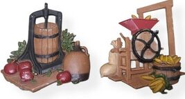 HOMCO 1978 Cast Metal Wall Plaques #1270 BX Set of 2 Apple Press &amp; Corn ... - €8,68 EUR