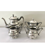 5 Piece Tea Set Silverplate Barbour Silver Co. Heavily Chased Florals BE... - $125.00