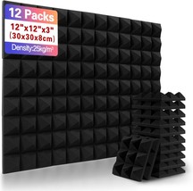 12 Pack Sound Insulation Wall Sound Absorber Acoustic Foam, 12X12X2 Inch High - £28.38 GBP