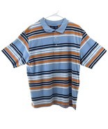 Bugle Boy Short Sleeve Polo Blue with Multicolor Stripes Men Size XL Vin... - €9,02 EUR