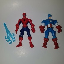 2 Marvel Super Hero Mashers Action Figures Captain America Spiderman + W... - $24.70