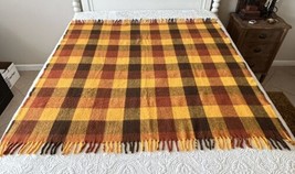 Vintage Faribo Wool? Throw Blanket With Fringe Nice Colors Plaid 55x58 - $48.00