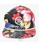 Vintage San Sun Floral Hawaiian Print Hat Snap Back Trucker Rope - $47.37 CAD