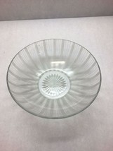 VINTAGE Cut GLASS Medium SIZED Bowl ECTCHED line DESIGN Starburst BASE D... - $39.59