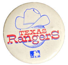 Texas Rangers Baseball Pin Button Pinback  1 3/4&quot; MLB 1970&#39;s logo - £7.77 GBP
