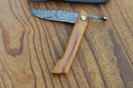 vintage handmade damascus steel folding knife 5565 - £43.20 GBP