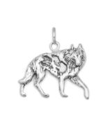 Authentic 925 Sterling Silver Oxidized Wolf Women's Bracelet Charm - $50.00