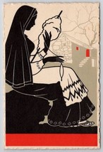 Portugal Silhuetas TRAS OS MONTES Fiandeira Art Deco Silhouette Postcard N24 - $12.95