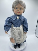 Rare Grandma &quot;The Good Old Days&quot; 16&quot; Porcelain Doll with Pie &amp; Doll Stand - $23.74