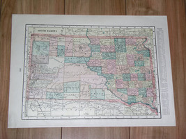 1902 Original Antique Map Of North Dakota / Verso South Dakota - £14.52 GBP