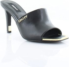 NEW DKNY 100% Leather Women&#39;s Open Toe Fashion Pump Heel Sandal Black Bronx 6 - £72.72 GBP