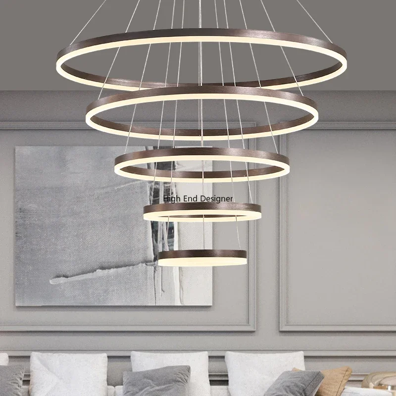  ring led ceiling chandeliers for living dining room staircase hanging lamp home decore thumb200