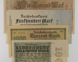 1910-1923 Germany 4-Notes Set // Empire 1000 // Republic 500 1000 &amp; 100 ... - $911.56 MXN