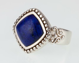 Beautiful Sterling Silver Lapis Wide Band Ring Sz 8 - £38.77 GBP