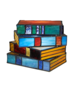 5.75&quot;H Multi-Colored Book Stack Stained Glass Accent Lamp - $235.17 CAD