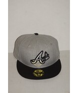 New Era 59Fifty Men&#39;s 7 3/4 Hat MLB Atlanta Braves Storm Gray Black Fitt... - $495.96 MXN