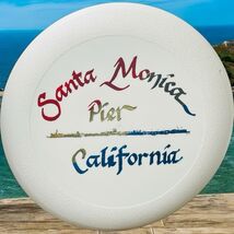 Vtg Santa Monica Pier California 10”Frisbee Flying Disc White Metallic G... - $19.87