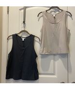 Bundle 2 Athleta Essential Tank Top - Supima Cotton Granite Blue Off Whi... - $23.76