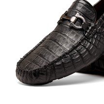 Parma Genuine Caiman Belly Slip On Driving Loafers Black image 3